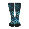 Turquoise Tropical Leaves Print Long Socks
