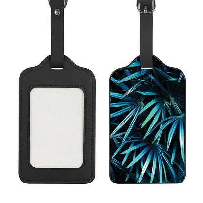 Turquoise Tropical Leaves Print Luggage Tag