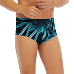 Turquoise Tropical Leaves Print Men's Briefs