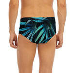 Turquoise Tropical Leaves Print Men's Briefs