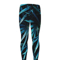 Turquoise Tropical Leaves Print Men's Leggings
