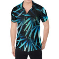 Turquoise Tropical Leaves Print Men's Shirt