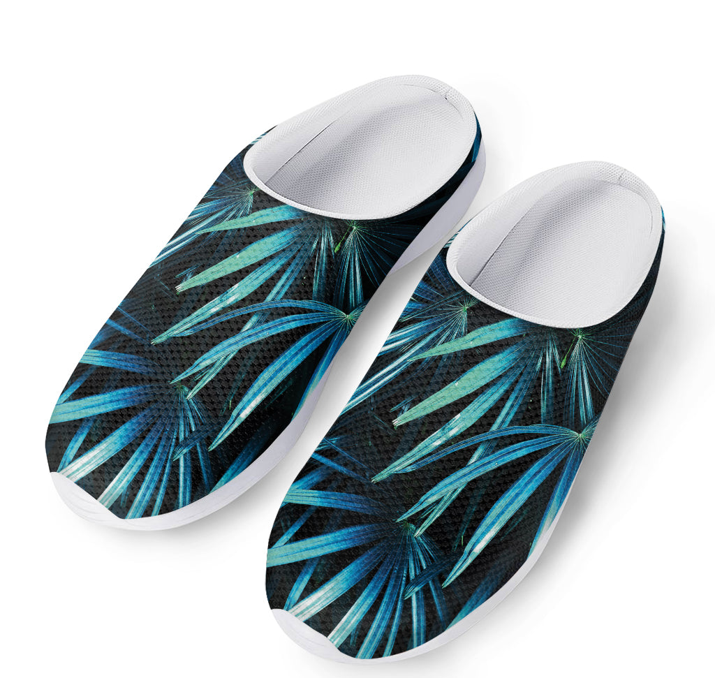 Turquoise Tropical Leaves Print Mesh Casual Shoes