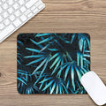 Turquoise Tropical Leaves Print Mouse Pad