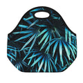 Turquoise Tropical Leaves Print Neoprene Lunch Bag