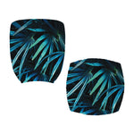 Turquoise Tropical Leaves Print Office Chair Cover