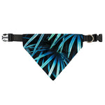 Turquoise Tropical Leaves Print Over The Collar Dog Bandana