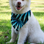 Turquoise Tropical Leaves Print Over The Collar Dog Bandana