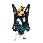 Turquoise Tropical Leaves Print Pet Carrier Backpack