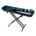 Turquoise Tropical Leaves Print Piano Keyboard Cover