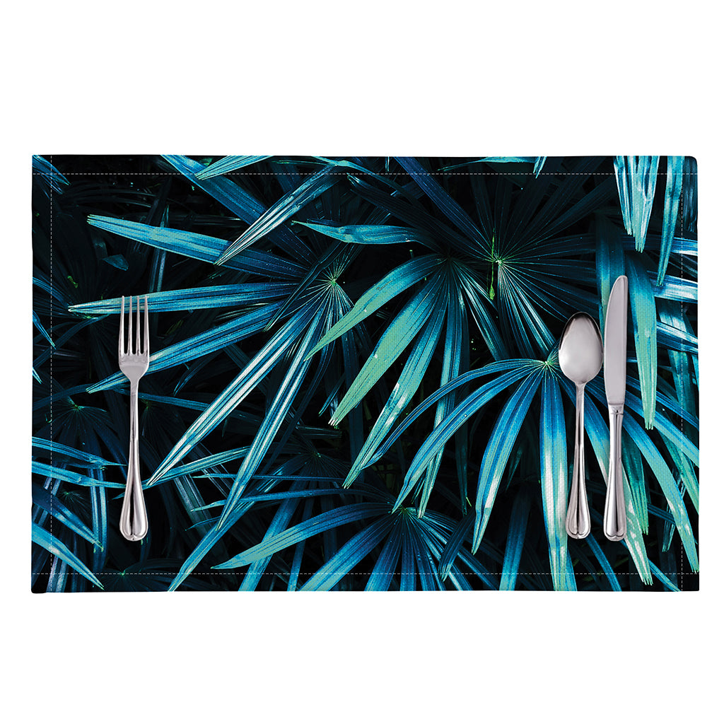 Turquoise Tropical Leaves Print Placemat