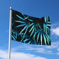 Turquoise Tropical Leaves Print Polyester Flag