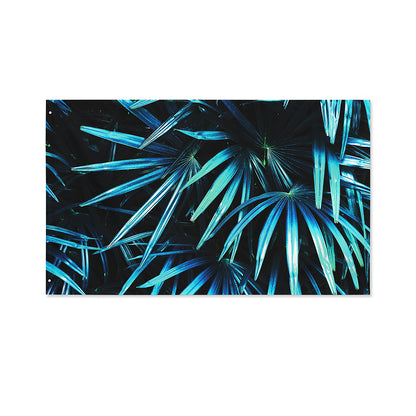 Turquoise Tropical Leaves Print Polyester Flag