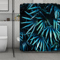 Turquoise Tropical Leaves Print Polyester Shower Curtain
