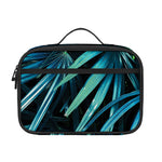 Turquoise Tropical Leaves Print Portable Lunch Bag