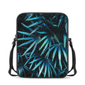 Turquoise Tropical Leaves Print Rectangular Crossbody Bag