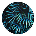 Turquoise Tropical Leaves Print Round Blanket