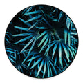 Turquoise Tropical Leaves Print Round Floor Mat