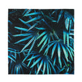 Turquoise Tropical Leaves Print Silk Bandana
