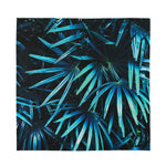 Turquoise Tropical Leaves Print Silk Bandana