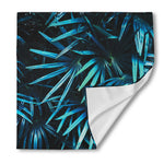 Turquoise Tropical Leaves Print Silk Bandana