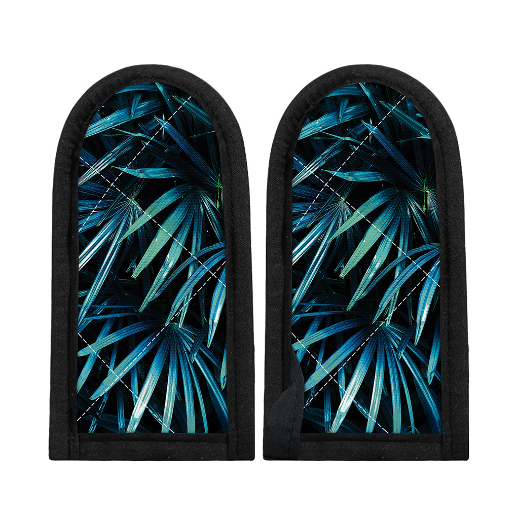 Turquoise Tropical Leaves Print Skillet Handle Cover