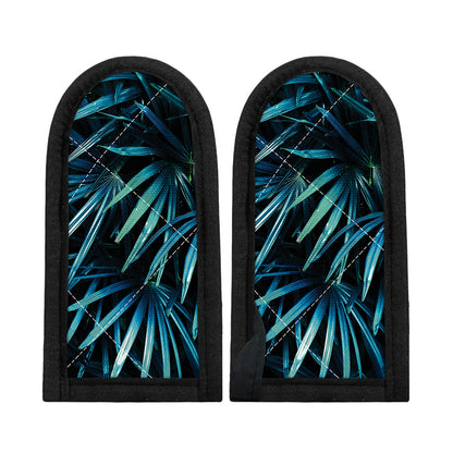 Turquoise Tropical Leaves Print Skillet Handle Cover
