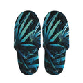 Turquoise Tropical Leaves Print Slippers