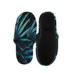 Turquoise Tropical Leaves Print Slippers