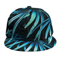 Turquoise Tropical Leaves Print Snapback Cap