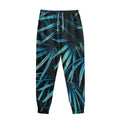 Turquoise Tropical Leaves Print Sweatpants