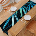 Turquoise Tropical Leaves Print Table Runner