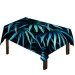 Turquoise Tropical Leaves Print Tablecloth