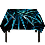Turquoise Tropical Leaves Print Tablecloth