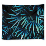Turquoise Tropical Leaves Print Tapestry