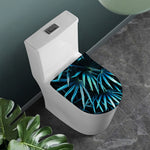 Turquoise Tropical Leaves Print Toilet Lid Cover