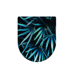Turquoise Tropical Leaves Print Toilet Lid Cover
