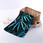 Turquoise Tropical Leaves Print Towel