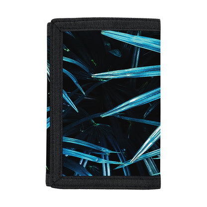 Turquoise Tropical Leaves Print Trifold Wallet