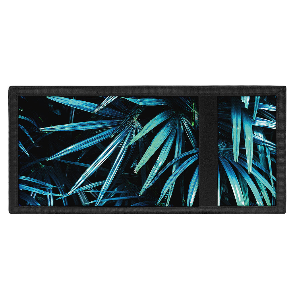 Turquoise Tropical Leaves Print Trifold Wallet