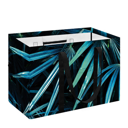 Turquoise Tropical Leaves Print Utility Tote Bag