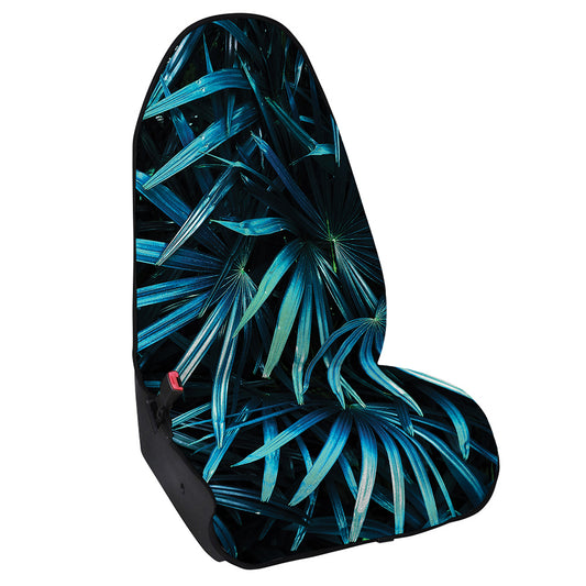 Turquoise Tropical Leaves Print Waterproof Car Seat Cover