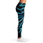 Turquoise Tropical Leaves Print Women's Leggings