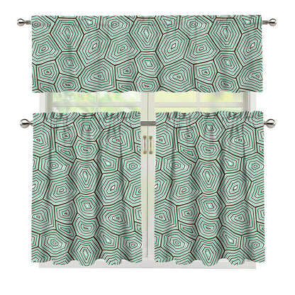 Turtle Shell Pattern Print 3 Piece Kitchen Curtains