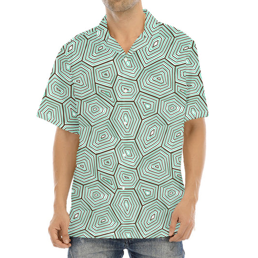 Turtle Shell Pattern Print Aloha Shirt