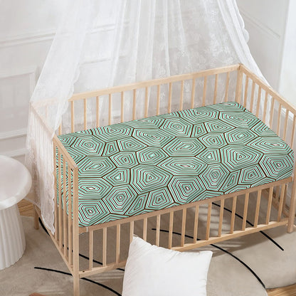 Turtle Shell Pattern Print Baby Crib Sheet