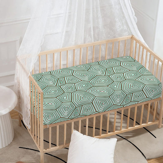 Turtle Shell Pattern Print Baby Crib Sheet