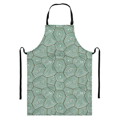 Turtle Shell Pattern Print Bib Apron With Pocket