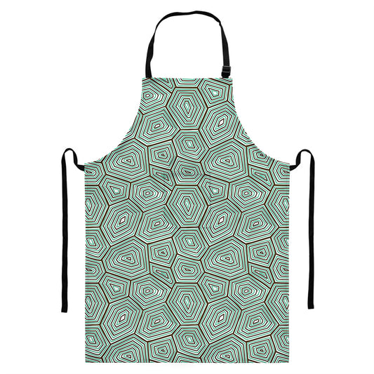 Turtle Shell Pattern Print Bib Apron With Pocket