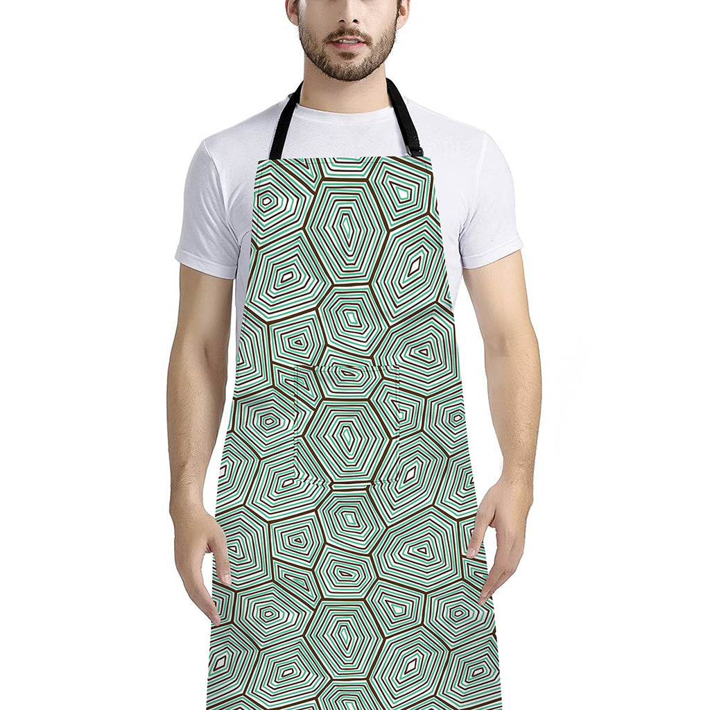 Turtle Shell Pattern Print Bib Apron With Pocket